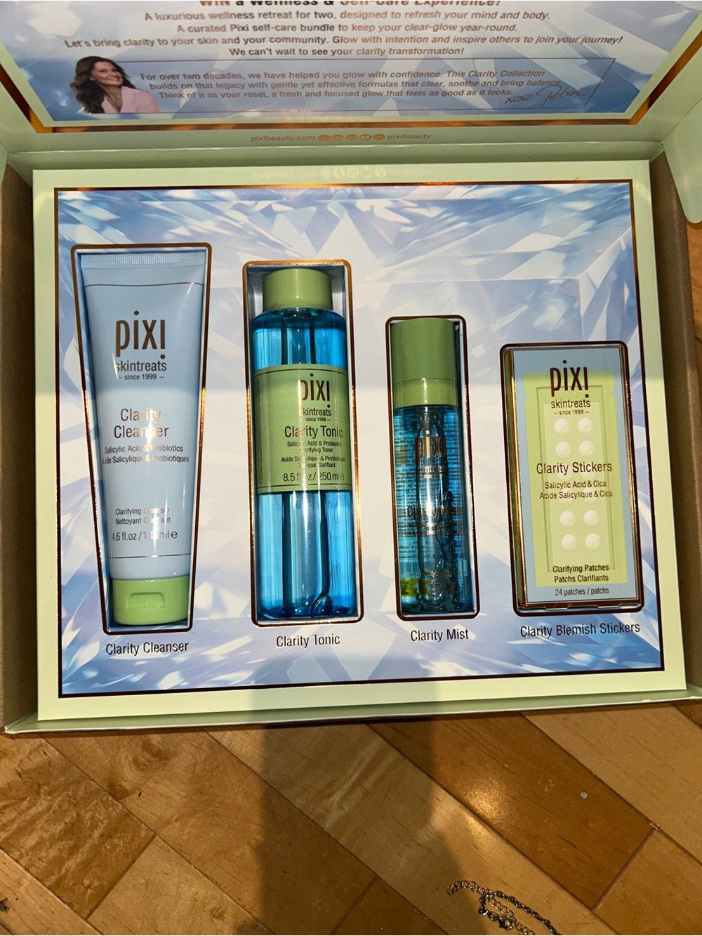 New Pixi Clarity Skincare Set cleanser toner patches hyaluronic mist NIB facial